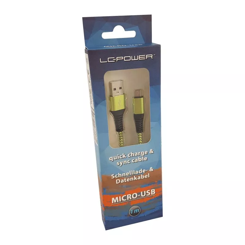 LC-Power LC-C-USB-MICRO-1M-7 USB A zu Micro-USB Kabel, grün/grau, 1m
