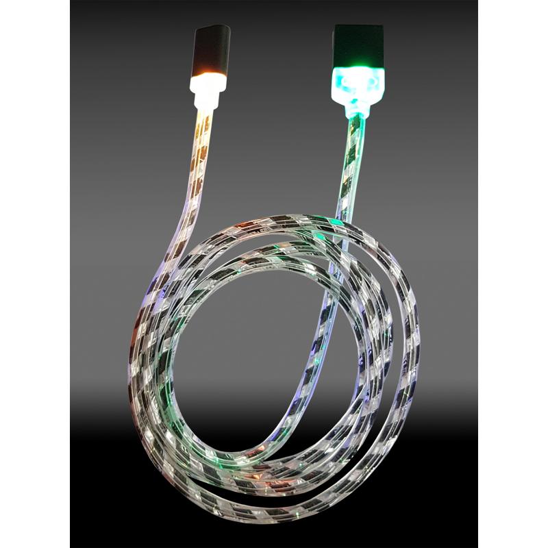LC-Power LC-C-USB-TYPE-C-1M-8 USB A zu USB Typ-C Kabel, schwarz/silber beleuchtet, 1m