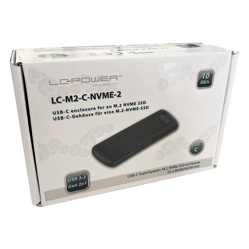 LC-Power LC-M2-C-NVME-2 M.2-NVMe-SSD-Gehäuse USB 3.2 Gen.2x1 schwarz