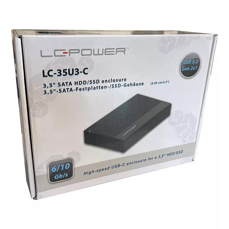 LC-Power LC-35U3-C externes 3,5"-SATA-Festplattengehäuse USB-C Alu schwarz