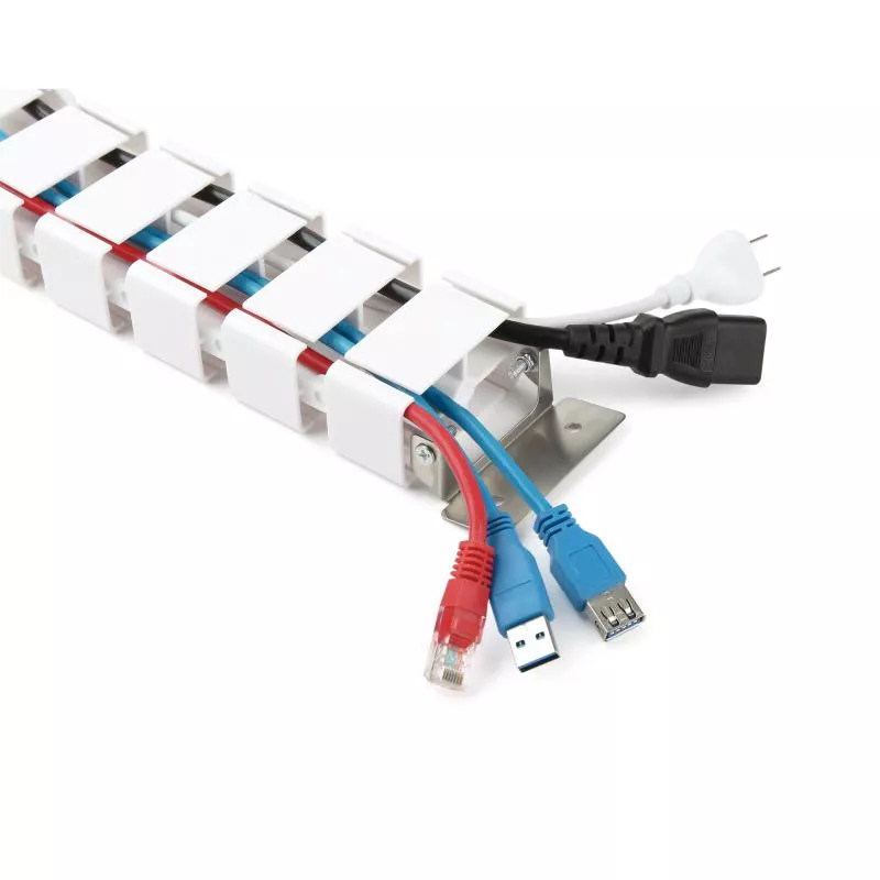 Flexibler Kabelkanal mit Tischbefestigung – 4-Kammer-System – bis 1,28 m – weiß Flexibler Kabelkanal mit Tischbefestigung – 4-Kammer-System – bis 1,28 m – weiß