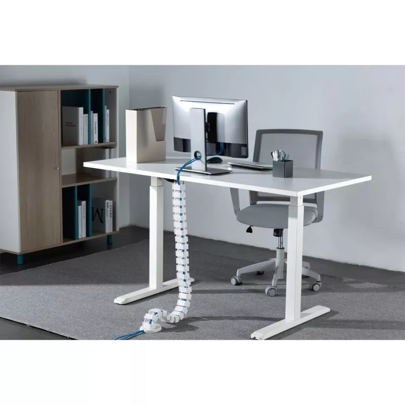 Flexibler Kabelkanal mit Tischbefestigung – 4-Kammer-System – bis 1,28 m – weiß Flexibler Kabelkanal mit Tischbefestigung – 4-Kammer-System – bis 1,28 m – weiß