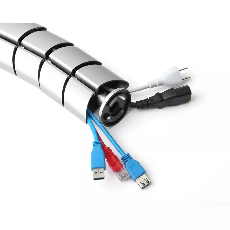 Flexibler Kabelkanal mit Tischbefestigung – 2-Kammer-System – bis 0,80 m – silber Flexibler Kabelkanal mit Tischbefestigung – 2-Kammer-System – bis 0,80 m – silber