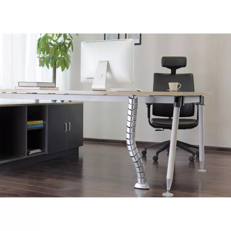 Flexibler Kabelkanal mit Tischbefestigung – 2-Kammer-System – bis 0,80 m – silber Flexibler Kabelkanal mit Tischbefestigung – 2-Kammer-System – bis 0,80 m – silber