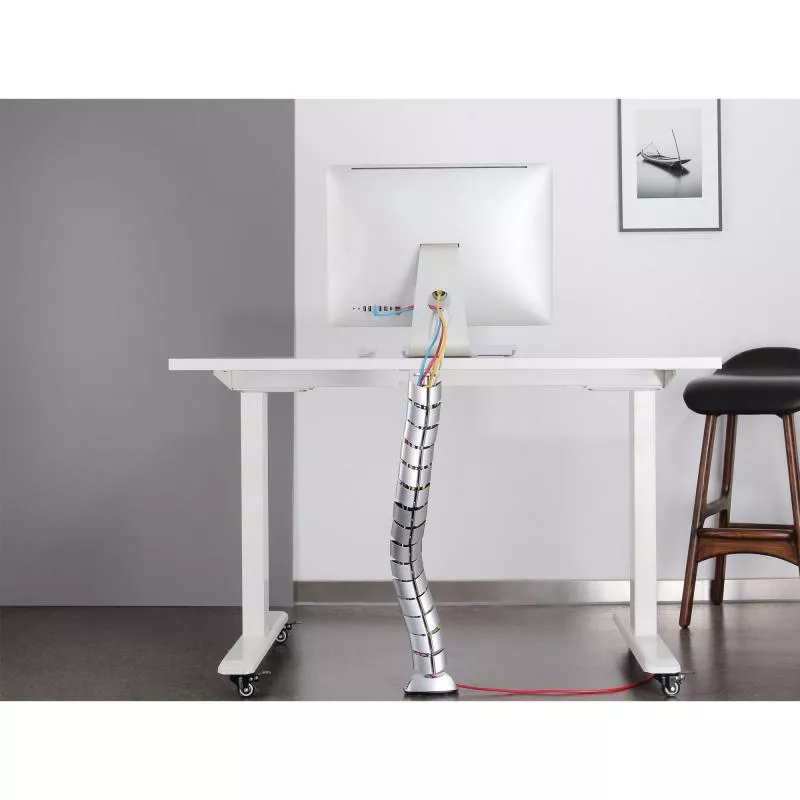 Flexibler Kabelkanal mit Tischbefestigung – 2-Kammer-System – bis 0,80 m – silber Flexibler Kabelkanal mit Tischbefestigung – 2-Kammer-System – bis 0,80 m – silber