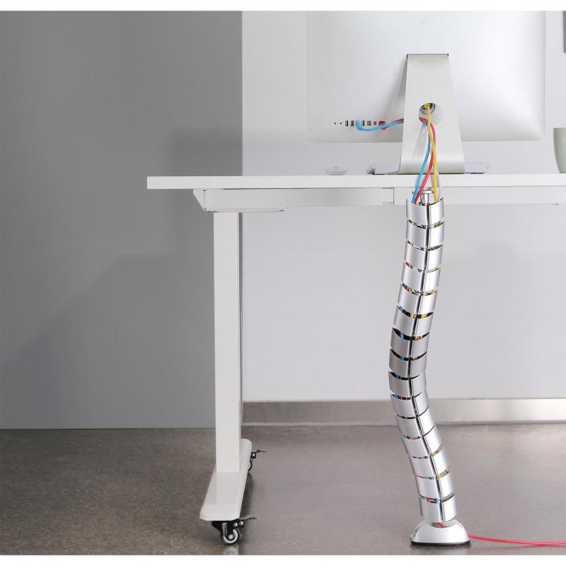 InLine® Kabelkanal flexibel vertikal für Tische 2 Kammern 0,80m silber