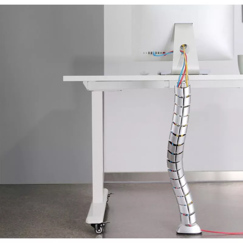 Flexibler Kabelkanal mit Tischbefestigung – 2-Kammer-System – bis 0,80 m – silber Flexibler Kabelkanal mit Tischbefestigung – 2-Kammer-System – bis 0,80 m – silber