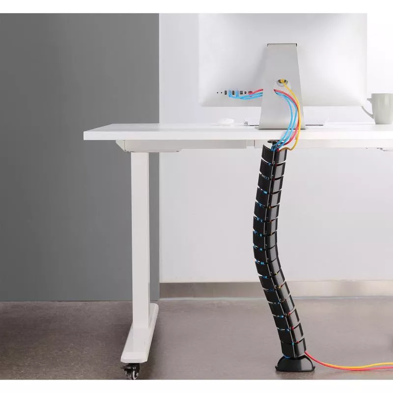 Flexibler Kabelkanal mit Tischbefestigung – 2-Kammer-System – bis 0,80 m – schwarz Flexibler Kabelkanal mit Tischbefestigung – 2-Kammer-System – bis 0,80 m – schwarz