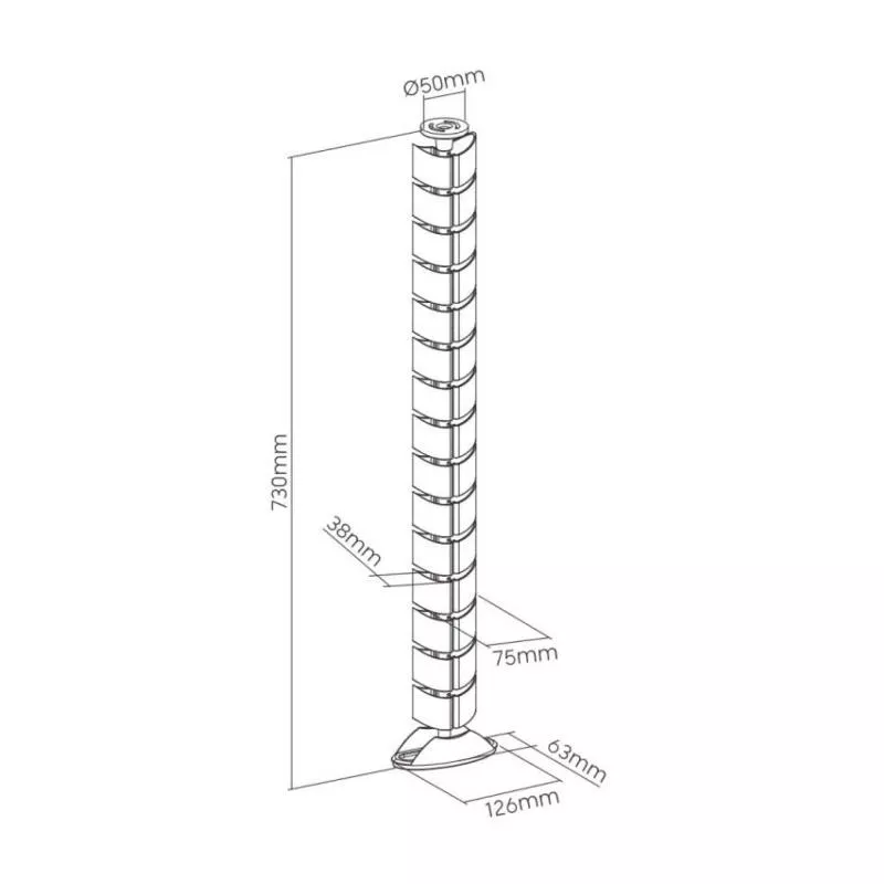 Flexibler Kabelkanal mit Tischbefestigung – 2-Kammer-System – bis 0,80 m – schwarz Flexibler Kabelkanal mit Tischbefestigung – 2-Kammer-System – bis 0,80 m – schwarz