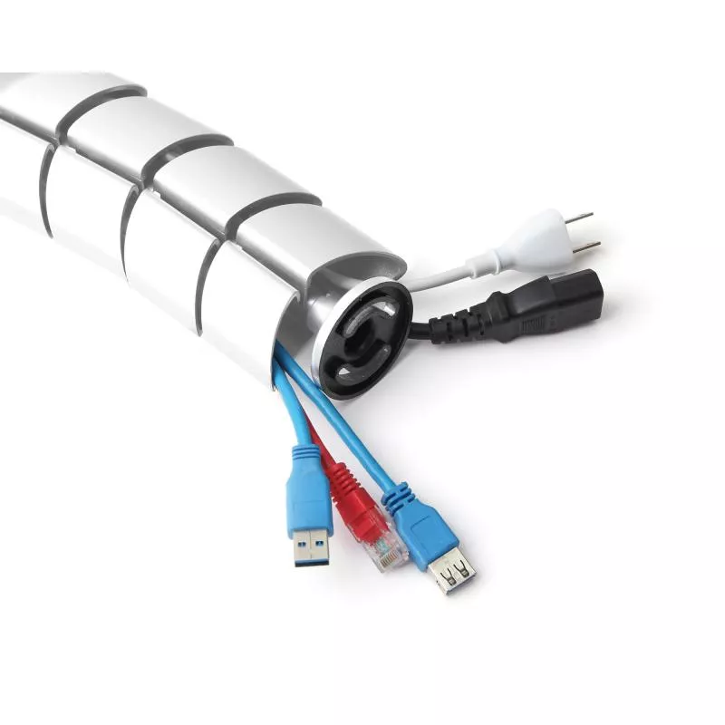 Flexibler Kabelkanal mit Tischbefestigung – 2-Kammer-System – bis 0,80 m – weiß Flexibler Kabelkanal mit Tischbefestigung – 2-Kammer-System – bis 0,80 m – weiß