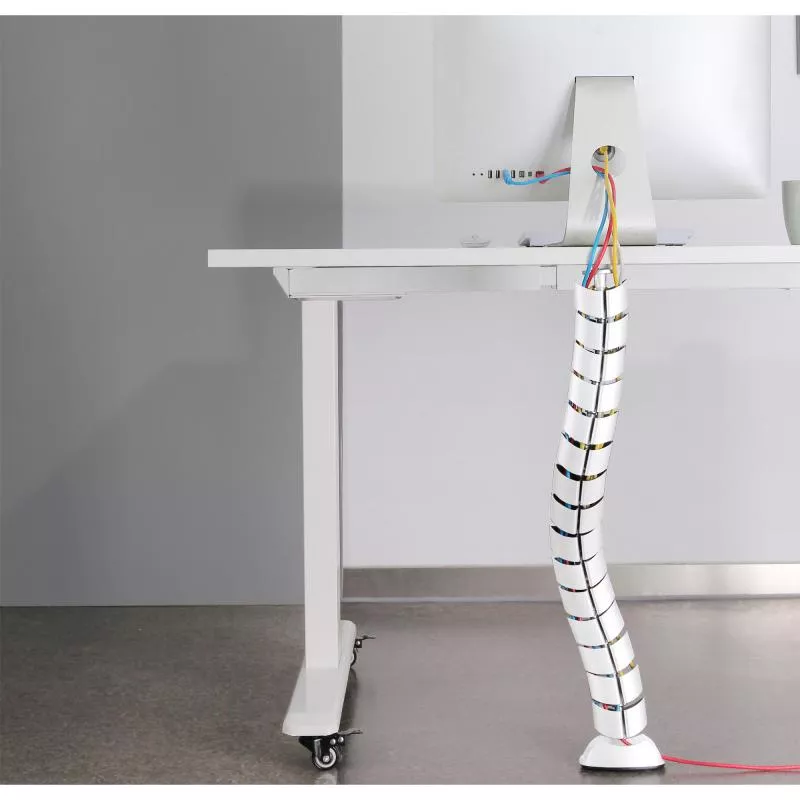 Flexibler Kabelkanal mit Tischbefestigung – 2-Kammer-System – bis 0,80 m – weiß Flexibler Kabelkanal mit Tischbefestigung – 2-Kammer-System – bis 0,80 m – weiß