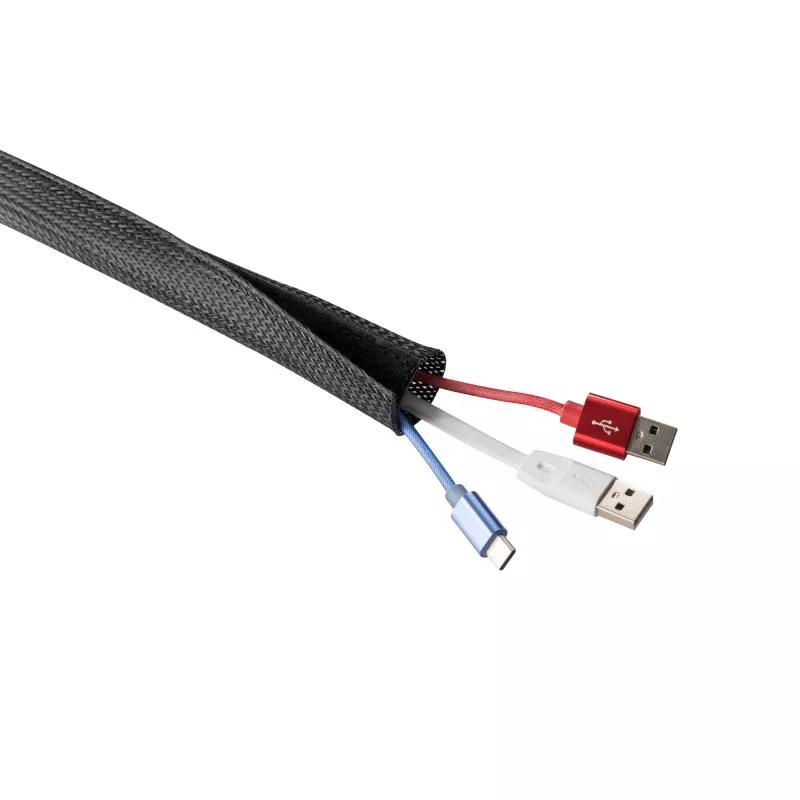 Kabelschlauch Gewebeschlauch – 1 m x 25 mm – Schwarz – mit Klettverschluss
