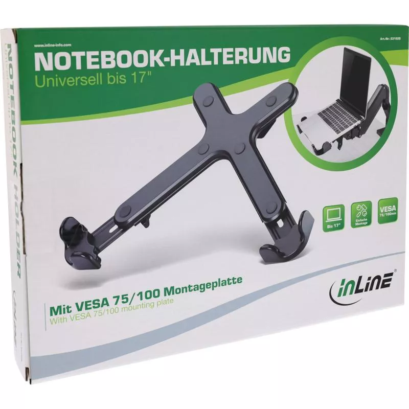 InLine® Notebook-Halterung bis 17" mit VESA 75/100 Montageplatte