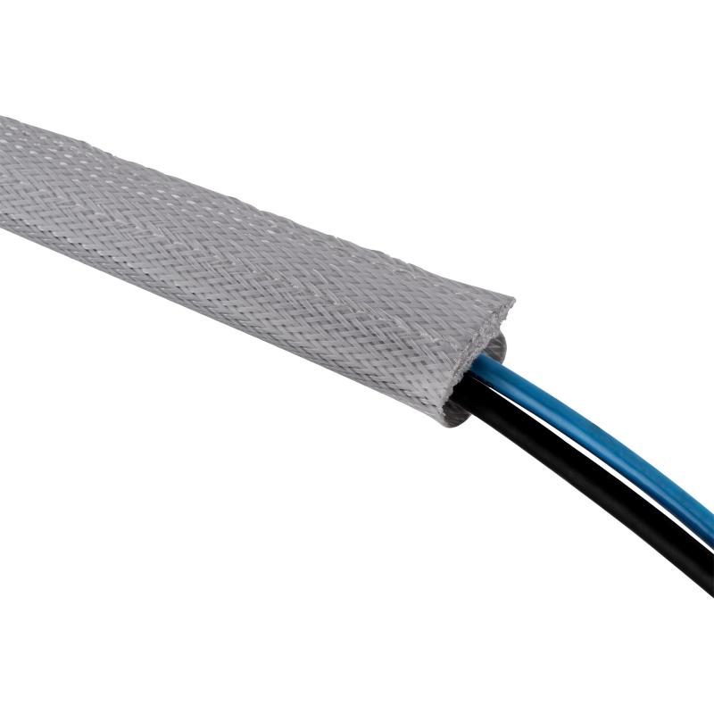 InLine® Kabelschlauch Gewebeschlauch mit Klettverschluss 1m x 25mm Durchmesser grau