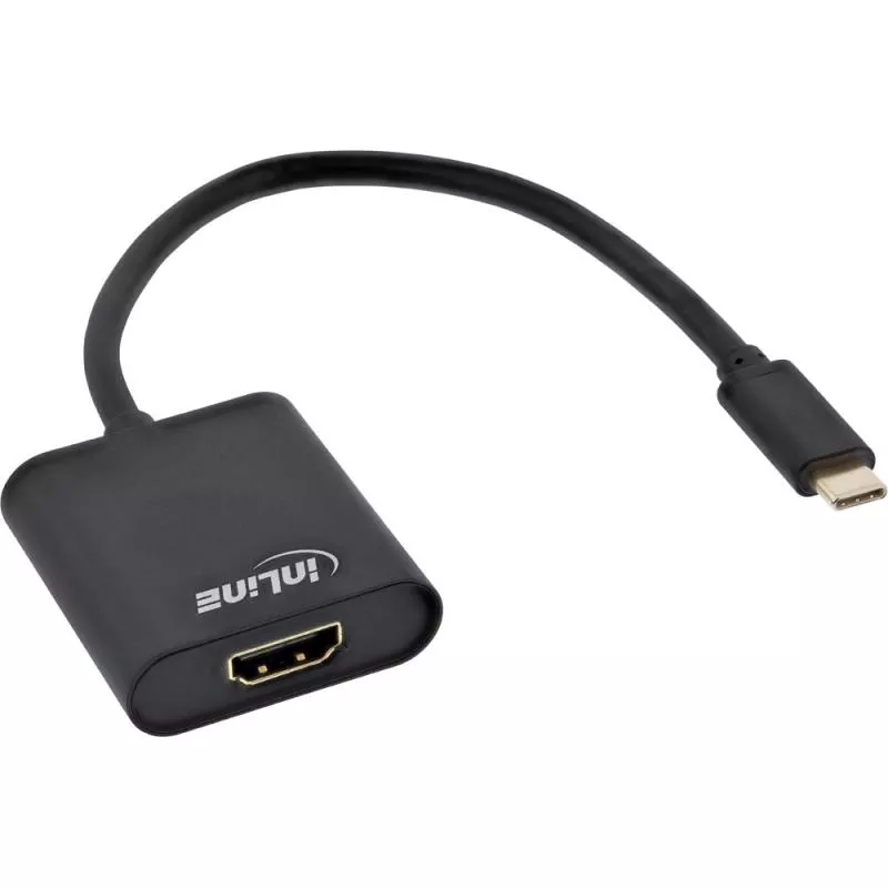 InLine USB Display Konverter USB Typ-C Stecker zu HDMI Buchse (DP Alt Mode) 4K2K schwarz 0,2m
