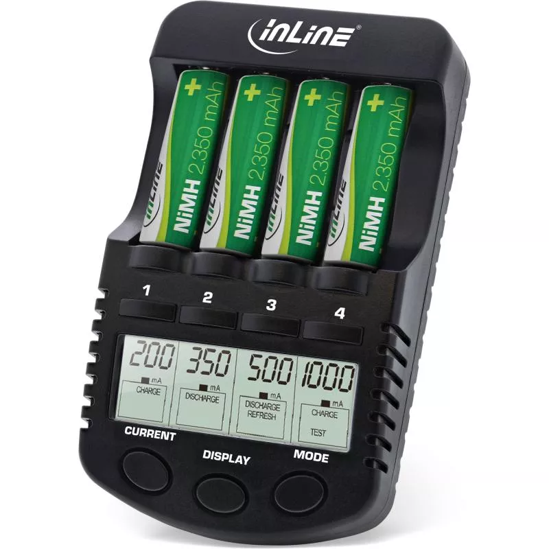 InLine® Premium Schnell-Ladegerät NiCd+NiMH AA und AAA bis 1000mA
