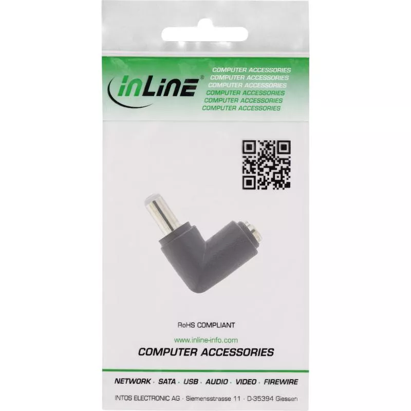 InLine® DC Adapter 5,5x2,5mm DC Hohlstecker Stecker / Buchse gewinkelt
