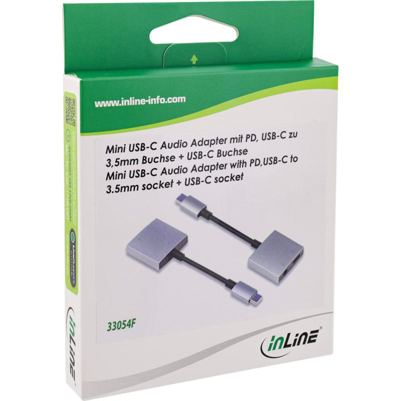 InLine® USB-C Audio Adapterkabel USB-C zu 3,5mm Buchse + PD 30W