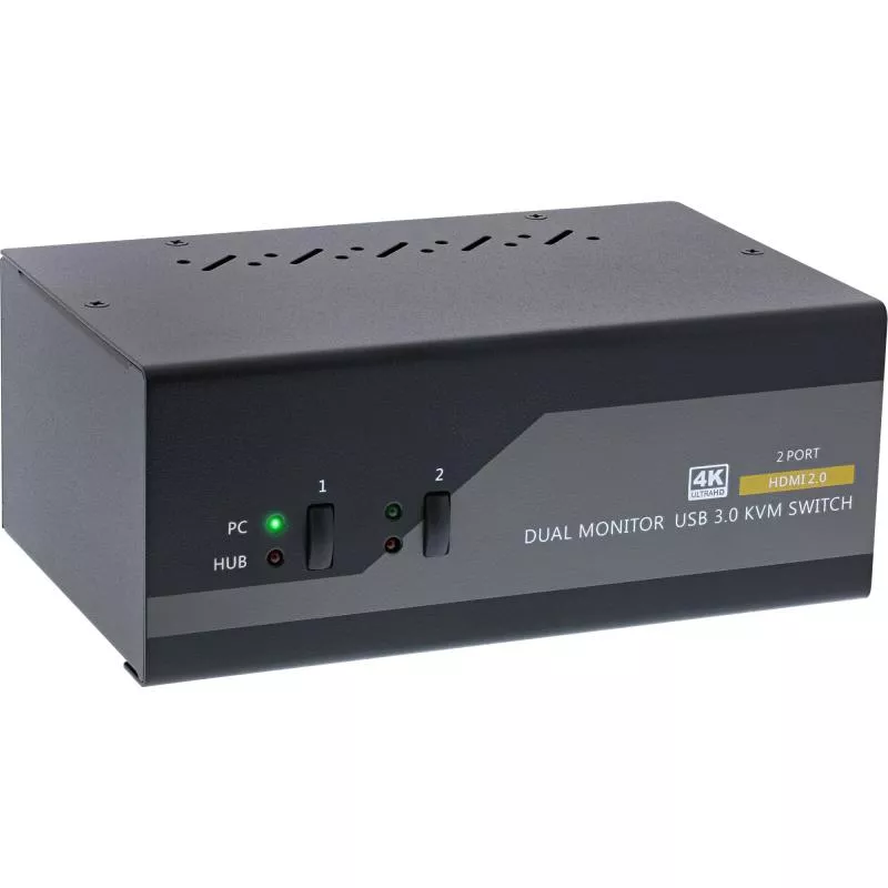InLine® KVM Desktop Switch 2-fach Dual Monitor HDMI 2.0 4K USB 3.0 Audio