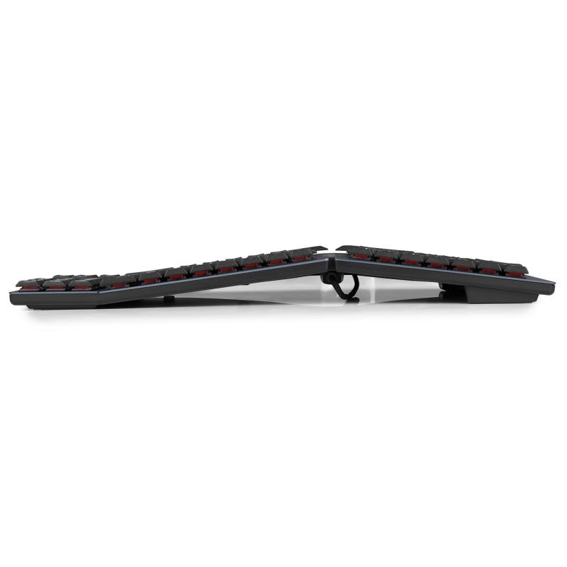 Perixx PERIBOARD-335 DE RD Kabelgebundene ergonomische mechanische kompakte Tastatur - flache rote lineare Schalter