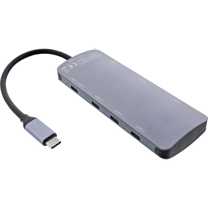 InLine® USB 3.2 Gen.2 Hub 4x USB-C + 3x USB-A PD 100W Aluminium grau