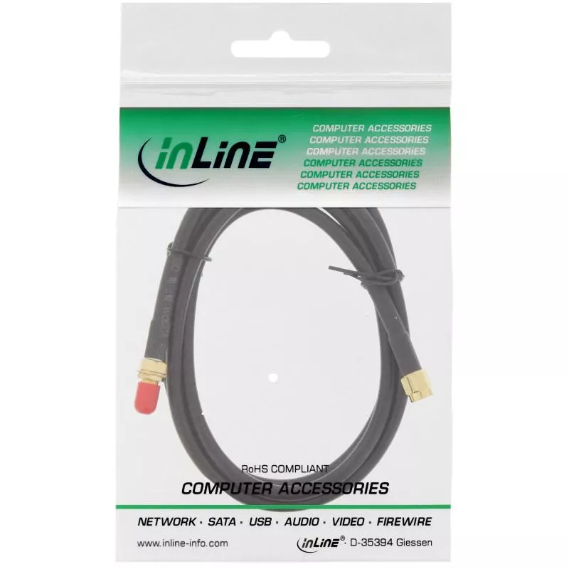 InLine® WLAN Kabel, R-SMA-Stecker auf R-SMA-Kupplung, 1m
