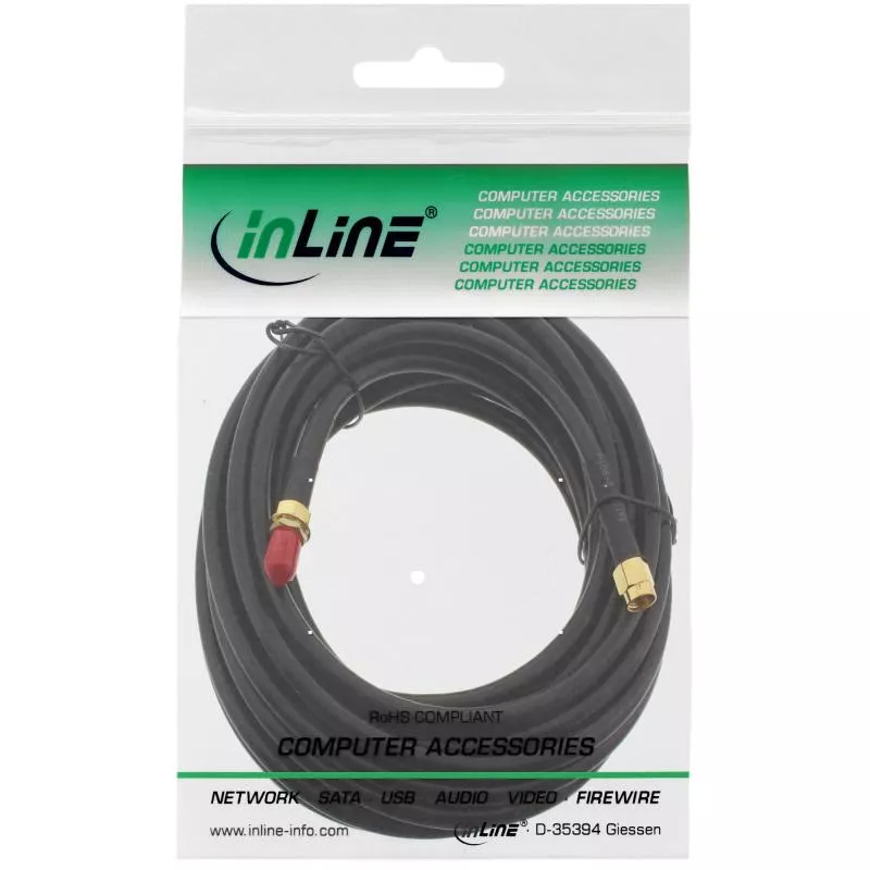 InLine® WLAN Kabel, R-SMA-Stecker auf R-SMA-Kupplung, 5m
