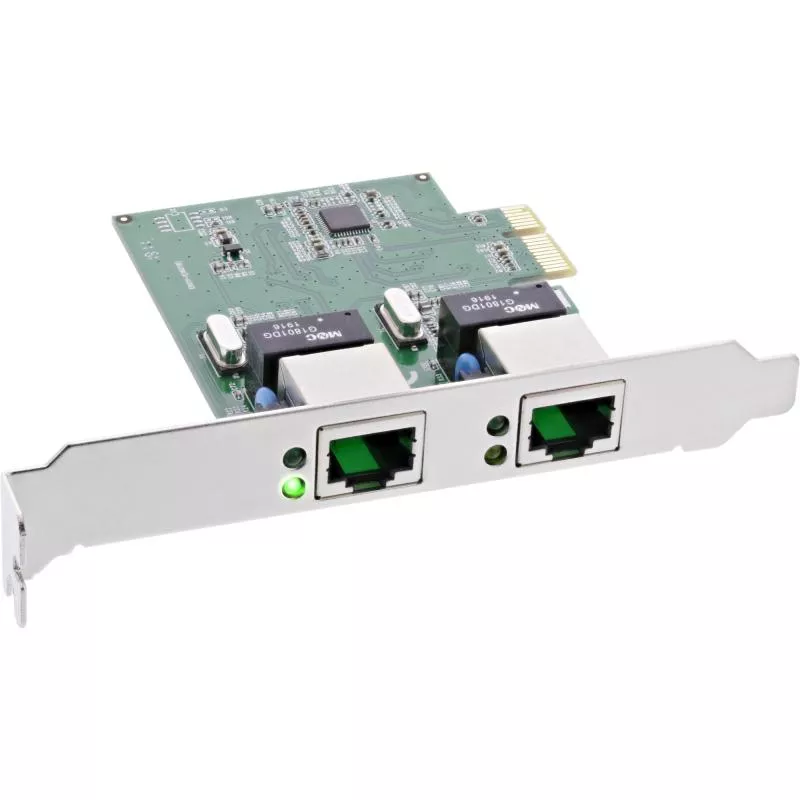 InLine® Dual Gigabit Netzwerkkarte PCI Express 2x 1GBit/s PCIe x1 inkl. low profile Slotblech
