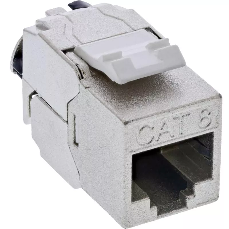 24er Bulk-Pack InLine® Keystone RJ45 Buchse Slim, SNAP-In, Cat.8.1, integrierter Kabelbinder