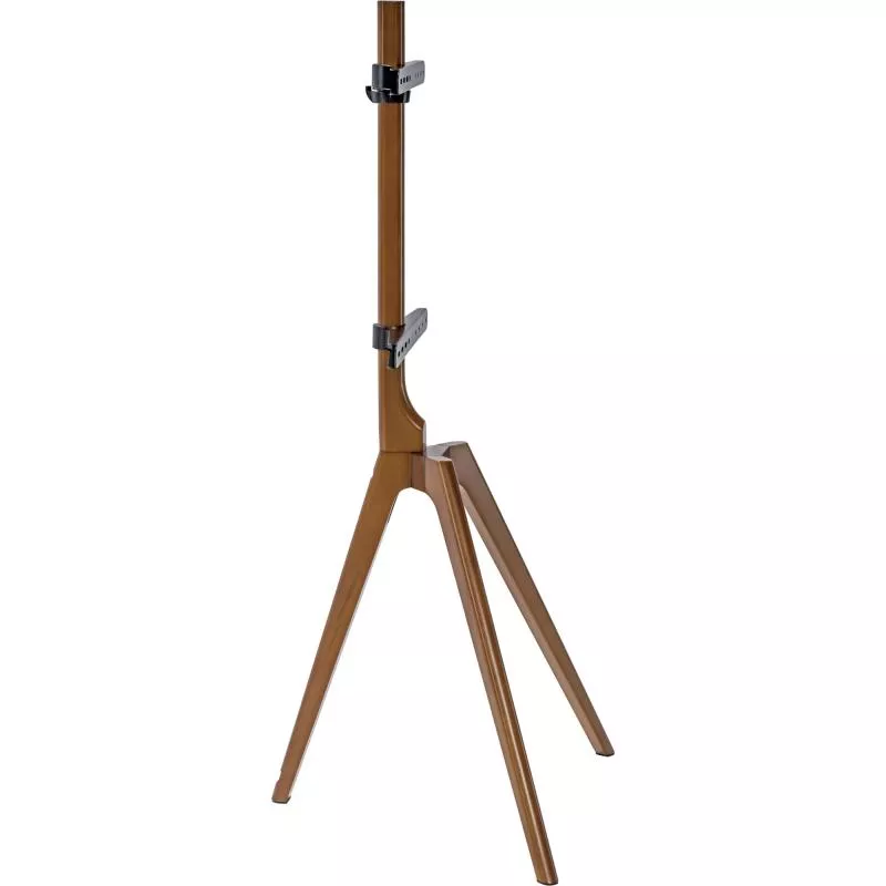 TV-Standfuß woodstand – Dreibein – 45"–65" – Massivholz Walnuss – mit Kabelmanagement