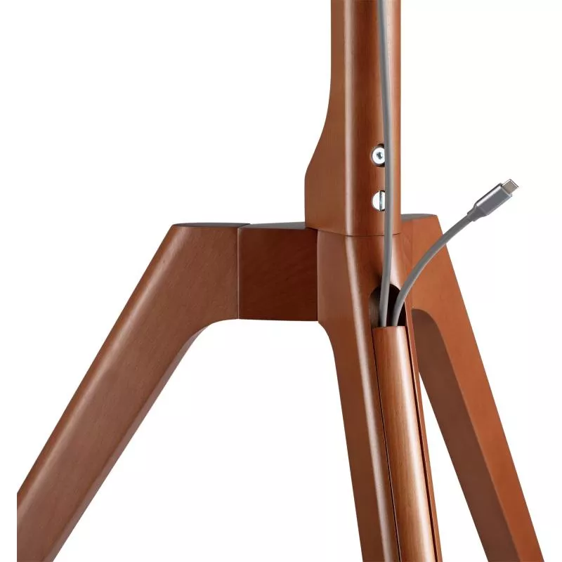 TV-Standfuß woodstand – Dreibein – 45"–65" – Massivholz Walnuss – mit Kabelmanagement