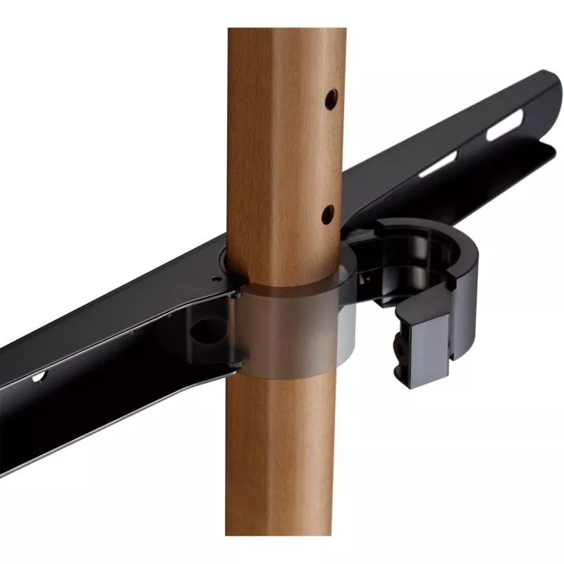 TV-Standfuß woodstand – Dreibein – 45"–65" – Massivholz Walnuss – mit Kabelmanagement