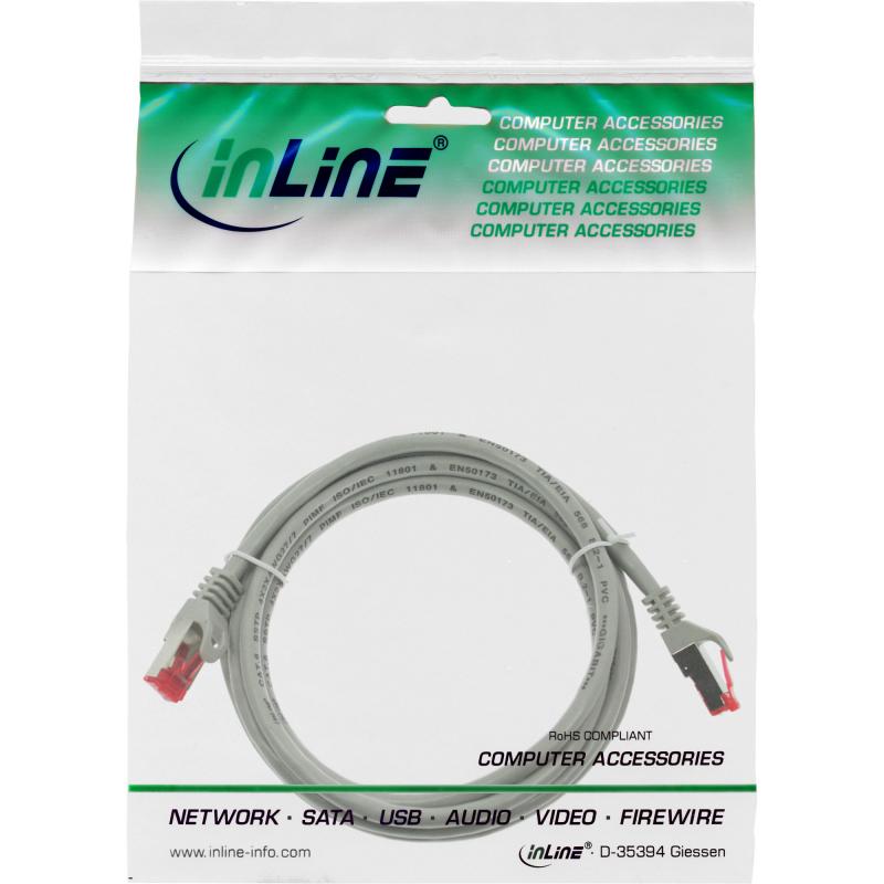 InLine® Patchkabel, S/FTP (PiMf), Cat.6, 250MHz, PVC, Kupfer, grau, 1,2m