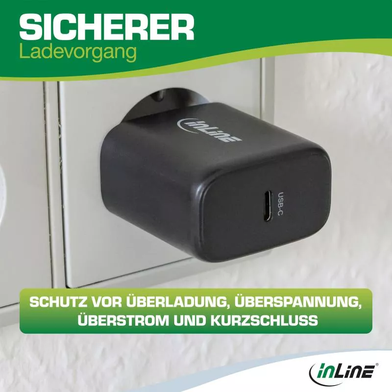 InLine® USB PD Netzteil, GaN Ladegerät, Single USB-C, Power Delivery, 65W, schwarz InLine® USB PD Netzteil, GaN Ladegerät, Single USB-C, Power Delivery, 65W, schwarz