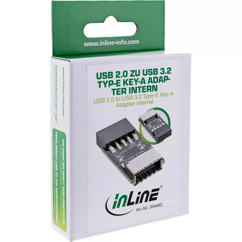 InLine® USB 2.0 zu USB 3.2 Typ-E Key-A Adapter intern