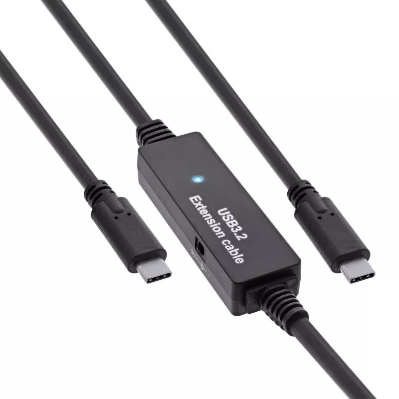 InLine® USB 3.2 Gen.1 Aktiv-Kabel, USB-C Stecker an USB-C Stecker, schwarz, 15m
