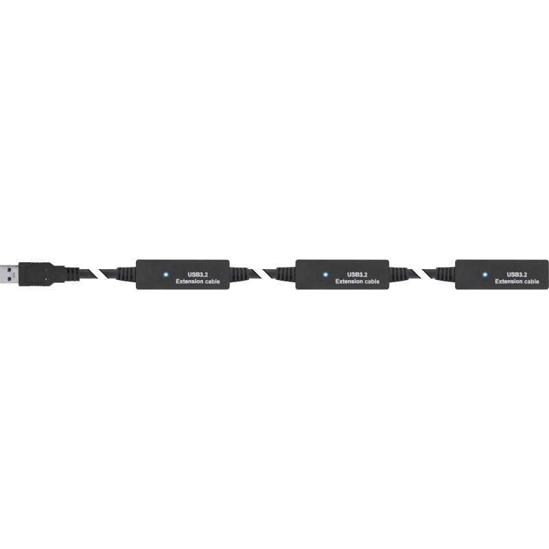 InLine® USB 3.2 Gen.1 Aktiv-Verlängerung, USB-A Stecker an USB-C Buchse, 15m