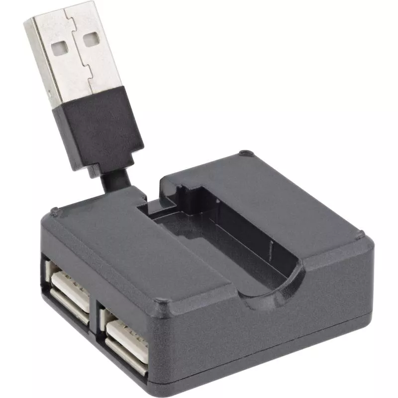 InLine® USB 2.0 Hub, 4 Port, schwarz, Kabel 30cm, schmale Bauform
