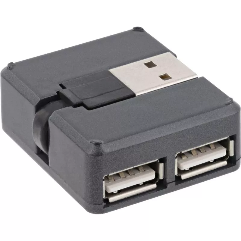 InLine® USB 2.0 Hub, 4 Port, schwarz, Kabel 30cm, schmale Bauform