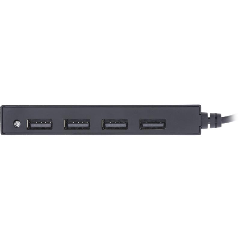 InLine® USB 2.0 Hub, 4 Port, schwarz, Kabel 30cm, schmale Bauform