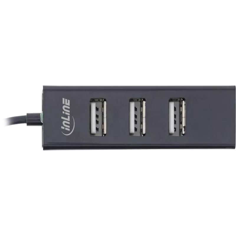 InLine® USB 2.0 Hub, 4 Port, schwarz, Kabel 30cm, schmale Bauform