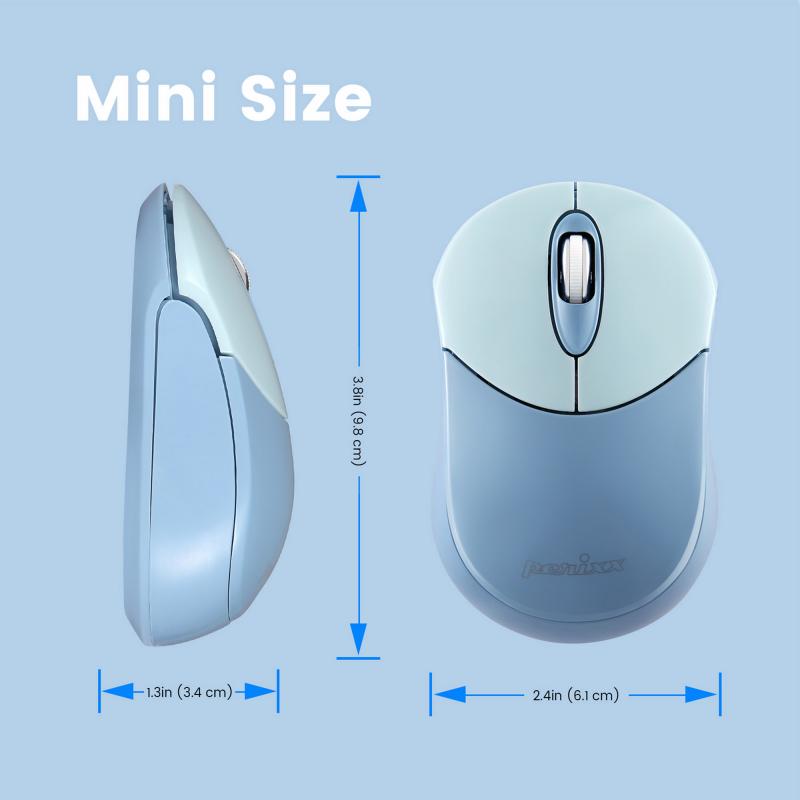 Perixx PERIMICE-802BL, Bluetooth-Maus für PC und Tablet, schnurlos, blau