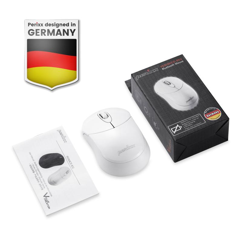 Perixx PERIMICE-802W, Bluetooth-Maus für PC und Tablet, schnurlos, weiß