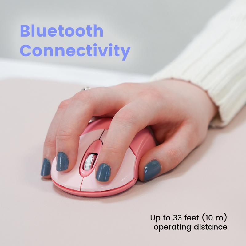 Perixx PERIMICE-802PK, Bluetooth-Maus für PC und Tablet, schnurlos, pink
