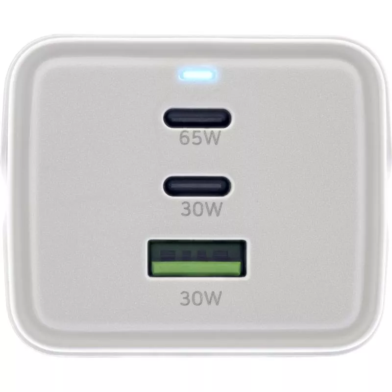 InLine® USB Netzteil, 65W Ladegerät, 2x USB-C + 1x USB-A, mit Schutzkontaktbuchse und 1,5m Kabel, PD3.0 PPS GaN, weiß