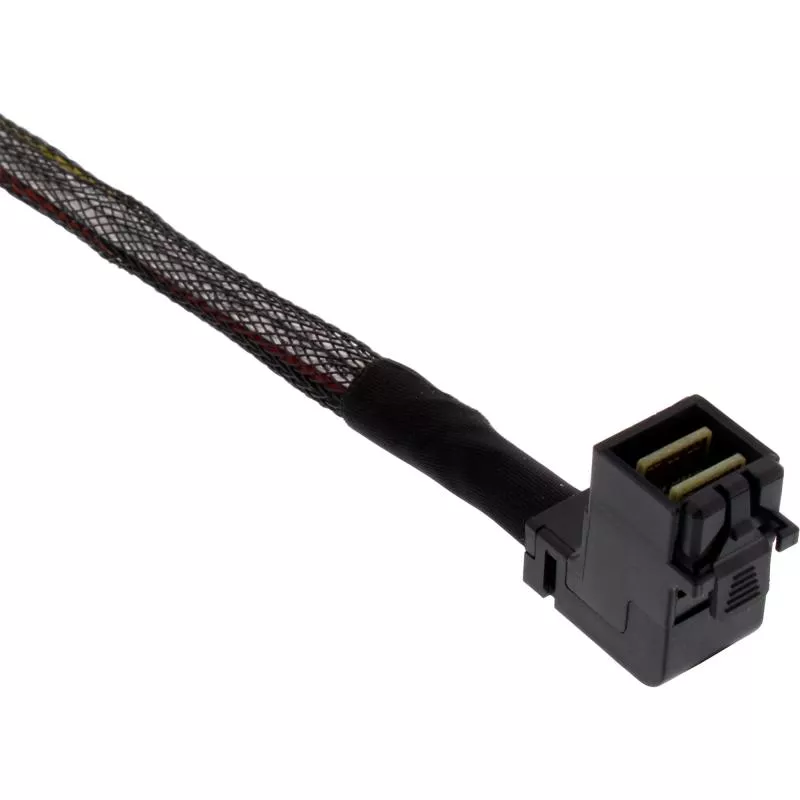 InLine® Mini SAS HD Kabel, SFF-8643 gewinkelt zu 4x SFF-8482 + Strom, 0,5m