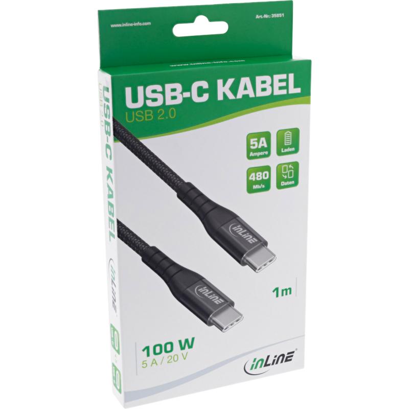 InLine® USB 2.0 Kabel USB-C Stecker/Stecker Schnellladekabel 100W