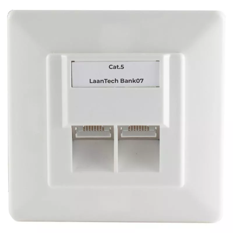 Netzwerkdose Cat.5e Unterputz 2-fach, geschirmt, weiß