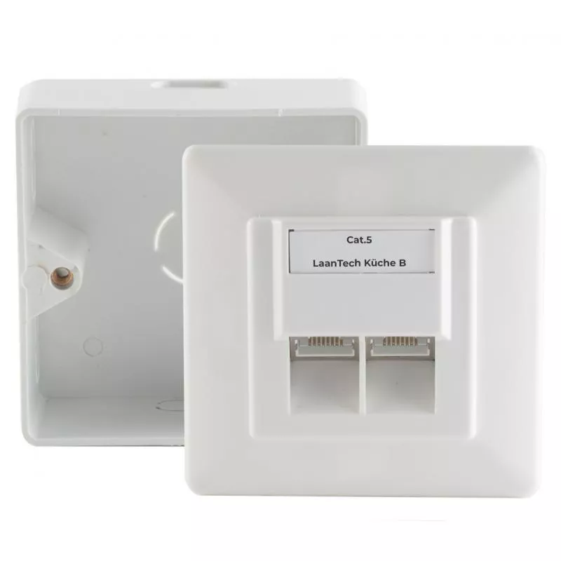Netzwerkdose Cat.5e 2-fach AP/UP-Set, geschirmt, weiß