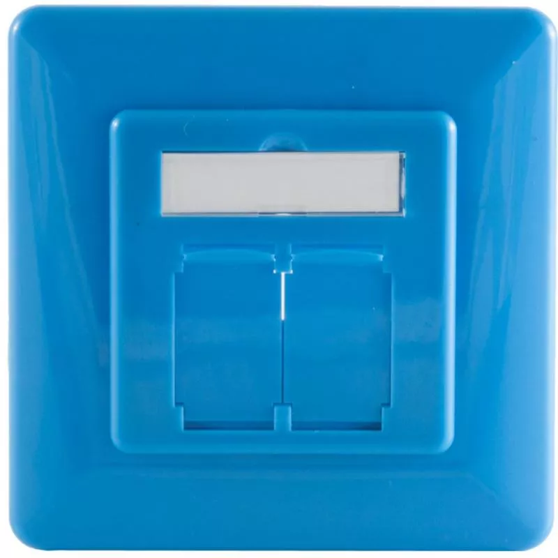 Abdeckrahmen für Netzwerkdosen 80×80 mm, inkl. Zentralstück 50×50 mm, Blau